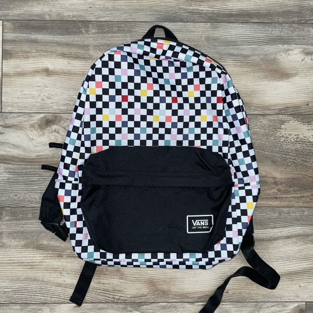 VANS Realm Backpack Checkerboard Multi Color Black School Bag VN0A34G7RHP